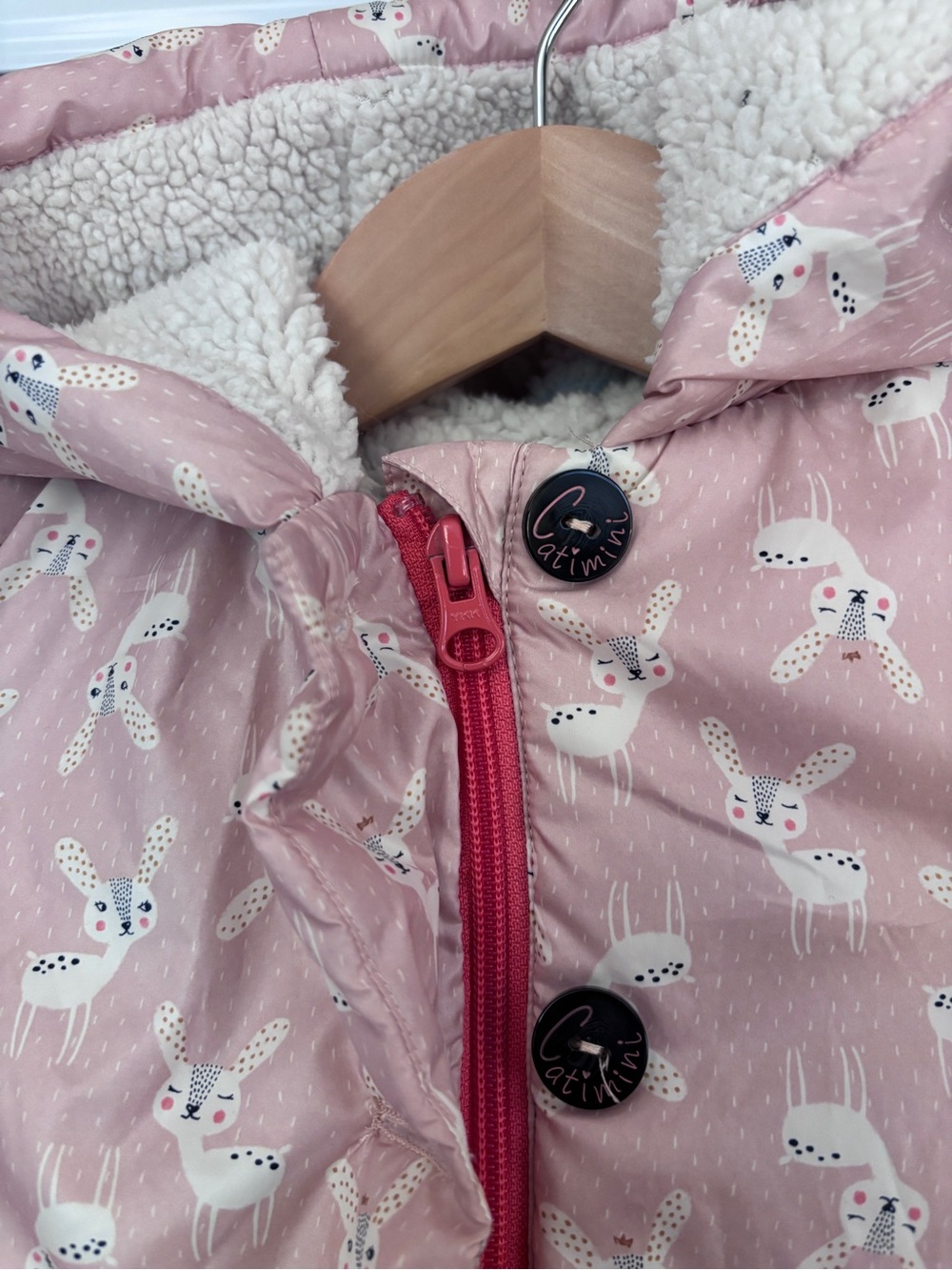 Catimini Cottagecore Jacket Size 3T Deer Prince Sherpa Lined Ears on Hooded Logo - Picture 5 of 13